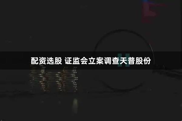 配资选股 证监会立案调查天普股份